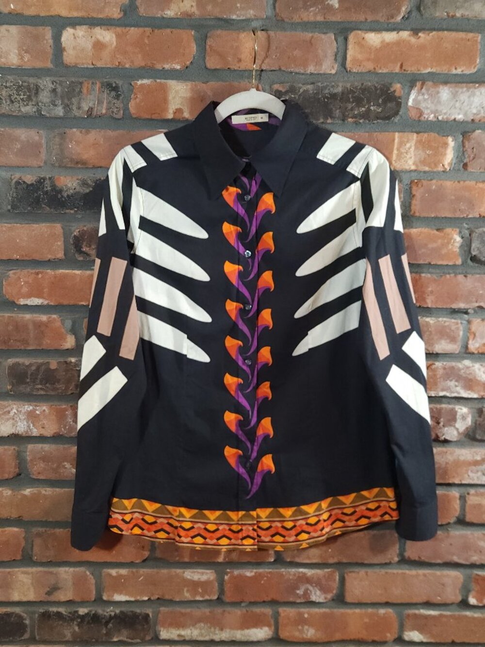 ETRO Long Sleeve Printed Button-down Shirt Luxury Art to Wear Women's 46 / US 10